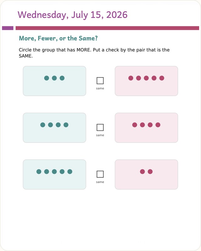 The adapted page for a three-year-old, same theme