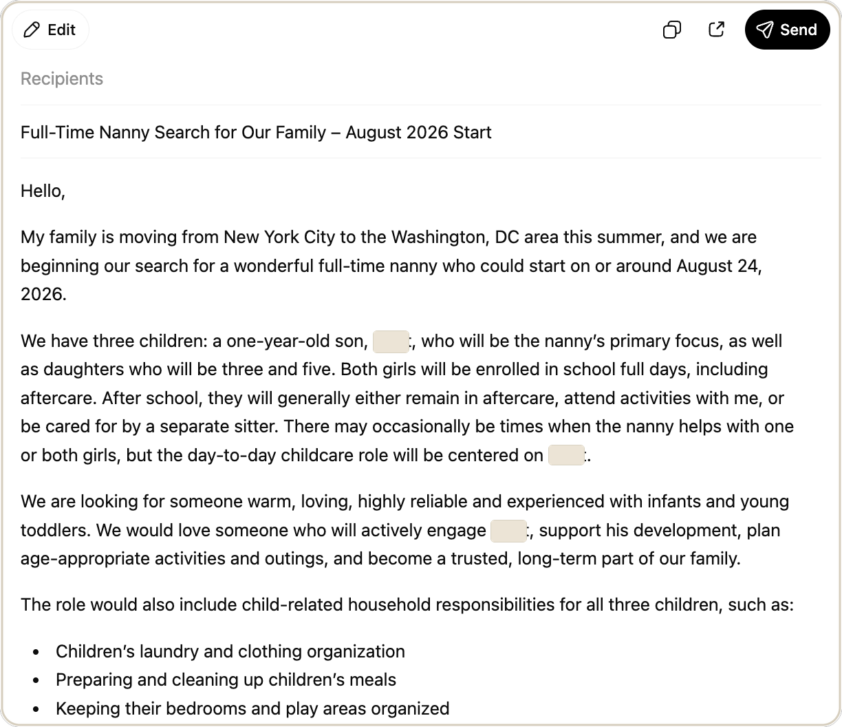 The drafted intro email on a laptop screen
